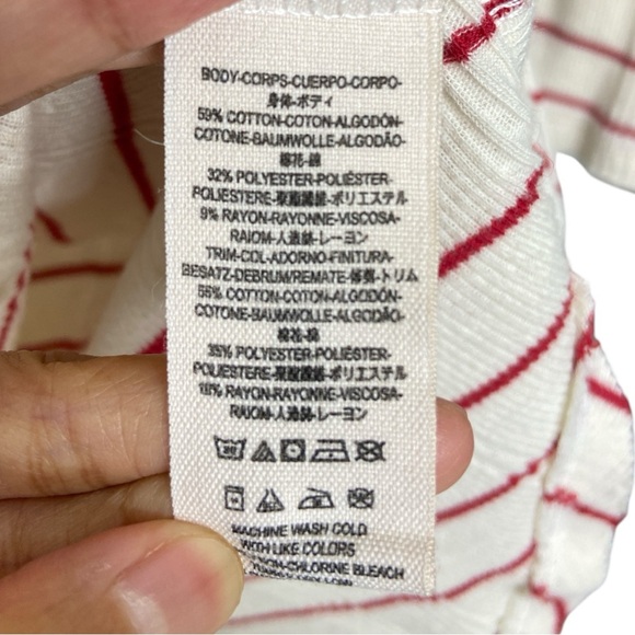 Free People We the Free striped cream and red free wheeling shirt size L - Picture 6 of 7